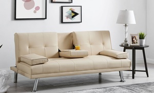 Three Seater Sofa Bed with Cup Holders