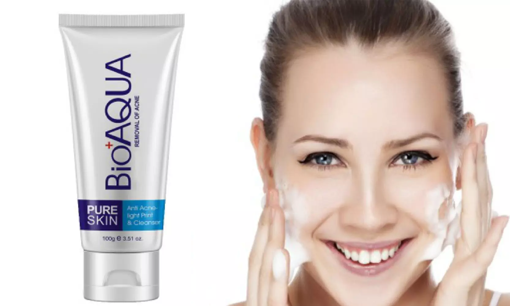 BioAqua Pure Skin Anti Acne Light Print Facial Cleanser (3.51 Oz.) - Primary Image