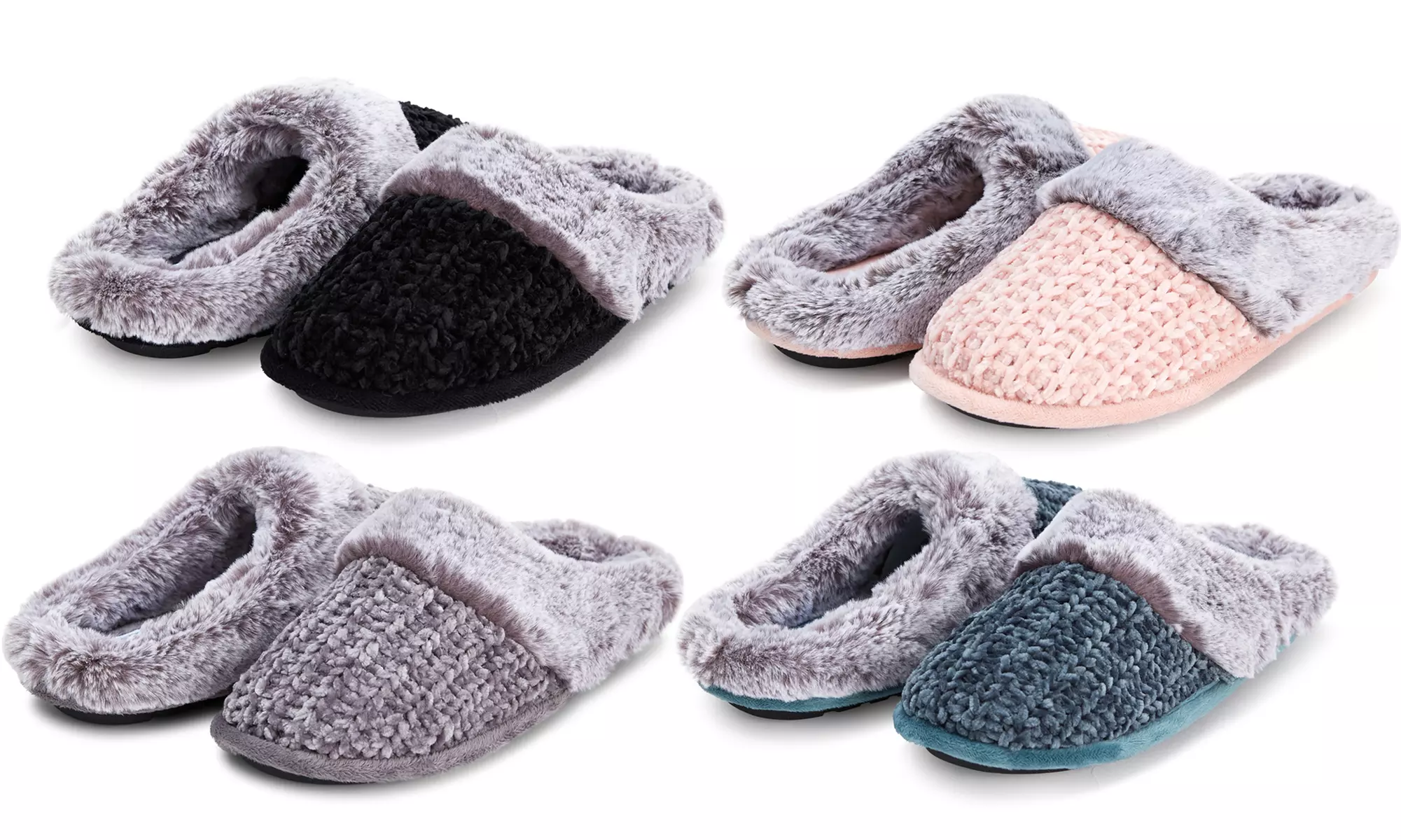 Floopi Women's Soft Cuff Chenille Knit Slippers with Memory Foam - Primary Image