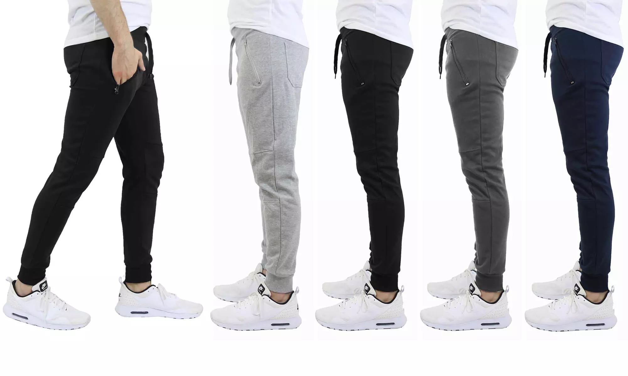 Men's French Terry Joggers with Zipper Pockets (3-Pack) - Primary Image