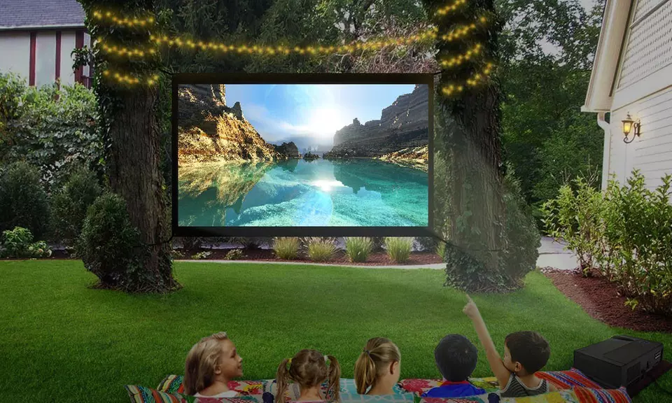 ​Favi Home or Portable LED Projector with Built-In Speakers and 100" Screen - Primary Image