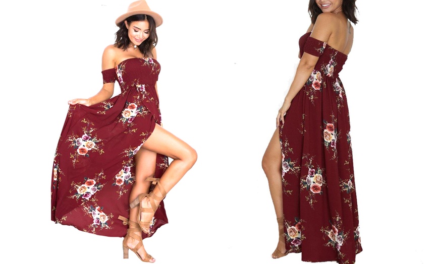 Image 7: Floral Off-Shoulder Maxi Dress