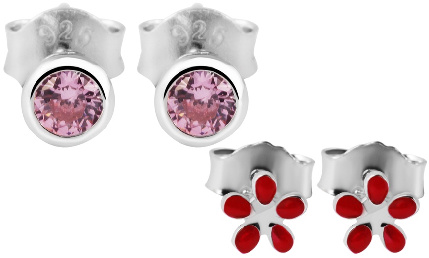 Image 51: 1, 2 ou 3 boucles d'oreilles goujons en argent sterling pour enfants