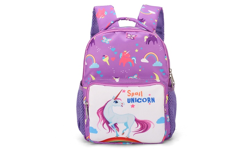 Image 3: Cartoon Unicorn School Backpack for Kids