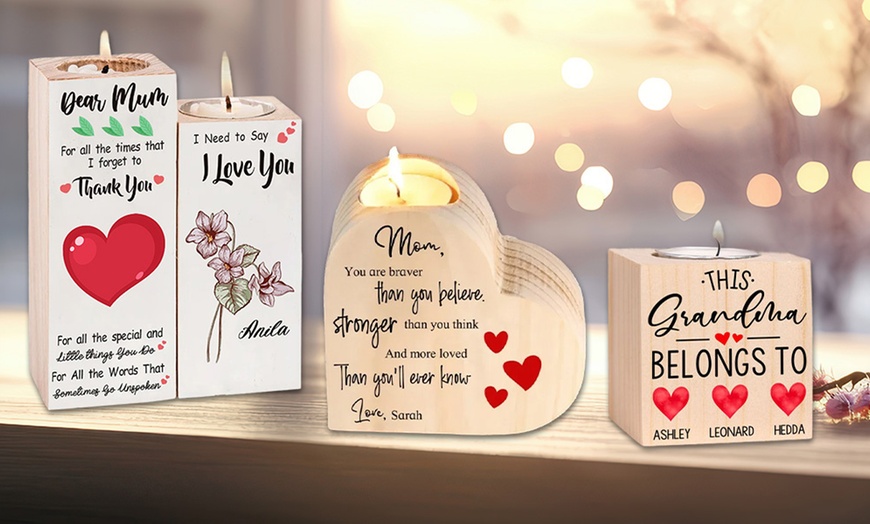 Image 1: Personalize Your One or Two Custom Candle Holders from Justyling