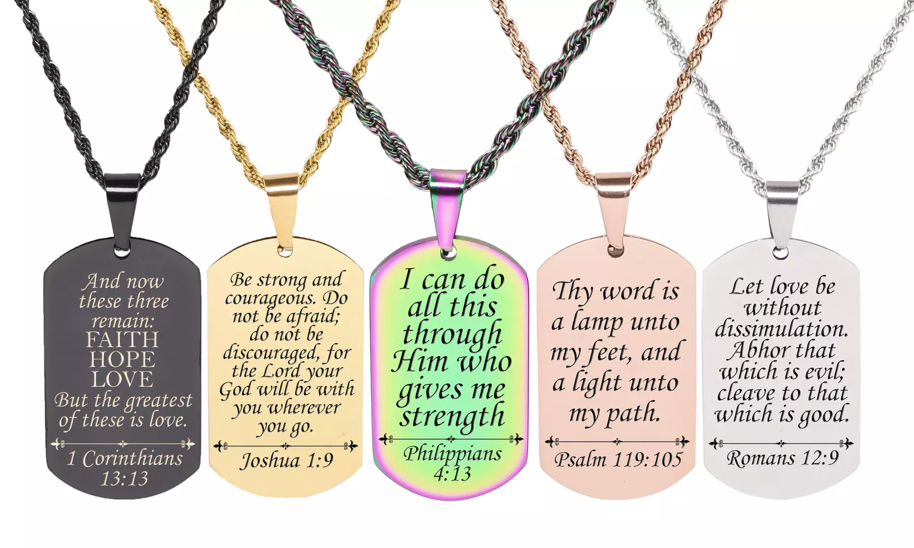 Scripture Tag Necklace in Multiple Colors by Pink Box - Primary Image