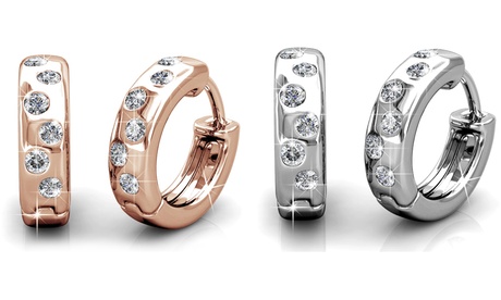 1 o 2 paia di orecchini placcati oro 18 ct cristalli di Swarovski® disponibili in 2 colori