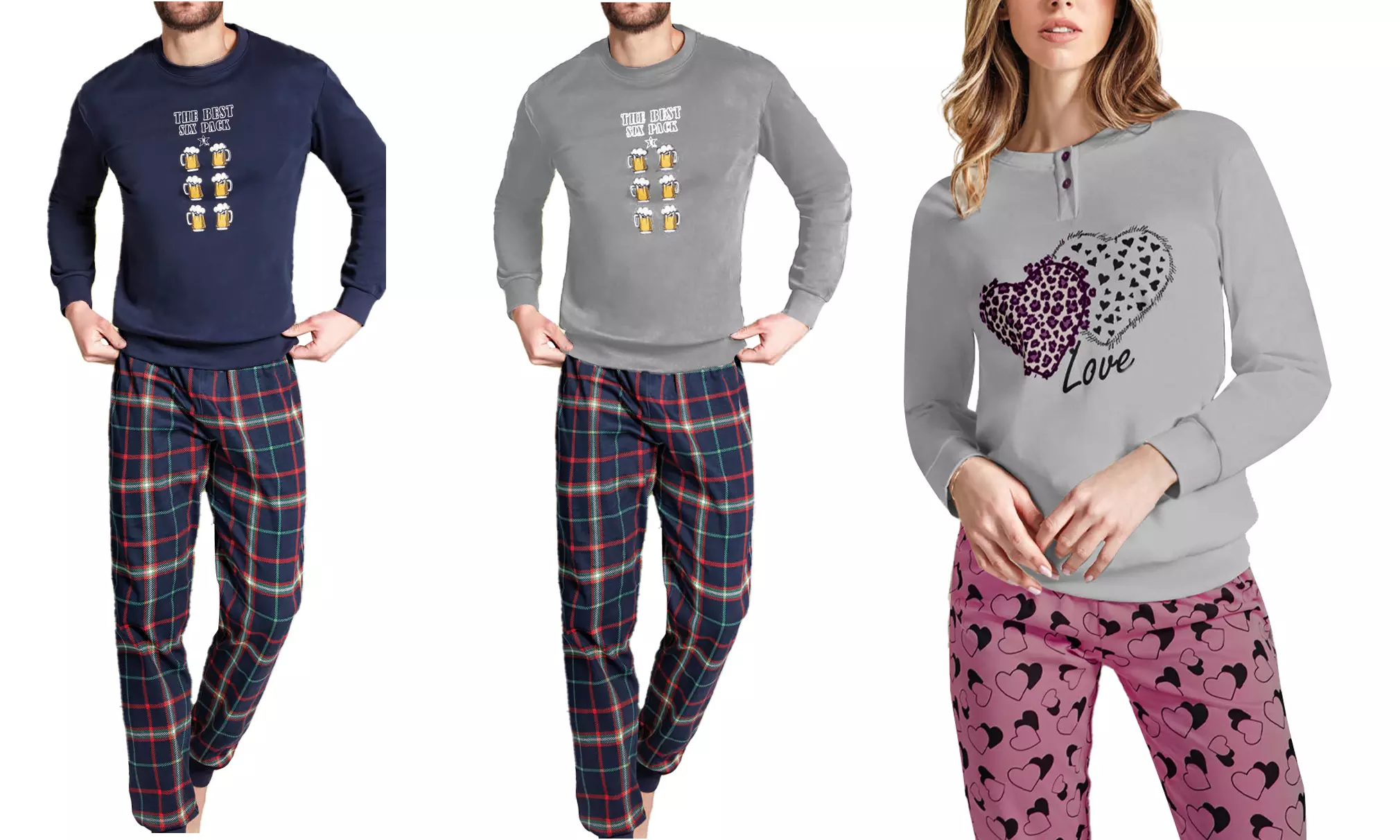 Pigiama uomo e donna in cotone Interlock di Hollywood Milano