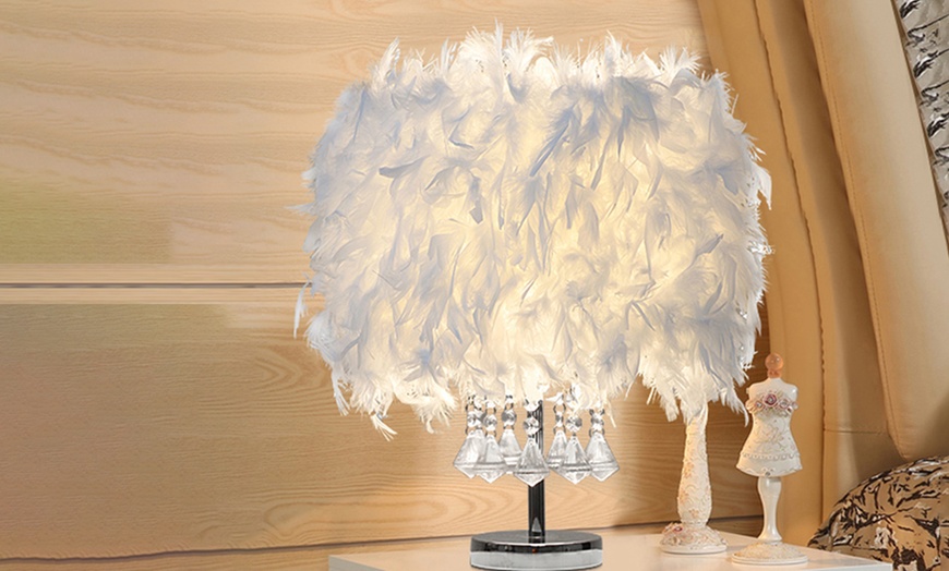 Image 3: Feather Bedside Table Lamp Modern Design