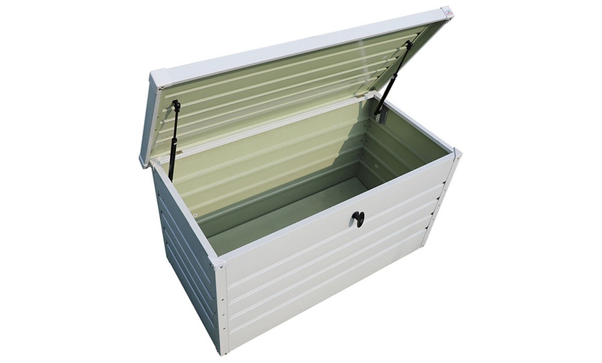 Image 6: 350L Metal Lockable Garden Storage Box Patio Waterproof Box