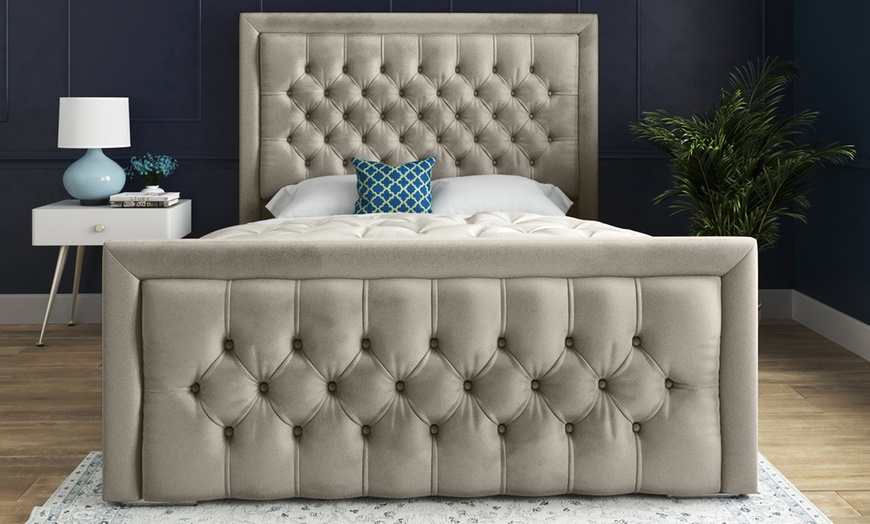 Image 14: DS Home Living Upholstered Soft Velvet Bed