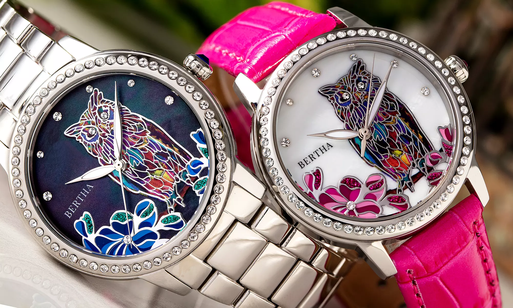 Bertha Madeline Owl Engraved Mother-Of-Pearl Watch - Primary Image