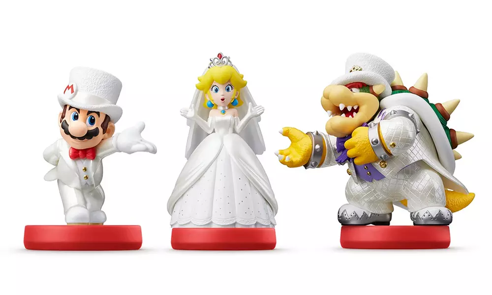 Pre-Order: Super Mario Odyssey Series: Mario, Princess Peach, or Bowser amiibo Figure (Wedding Outfit) - Primary Image