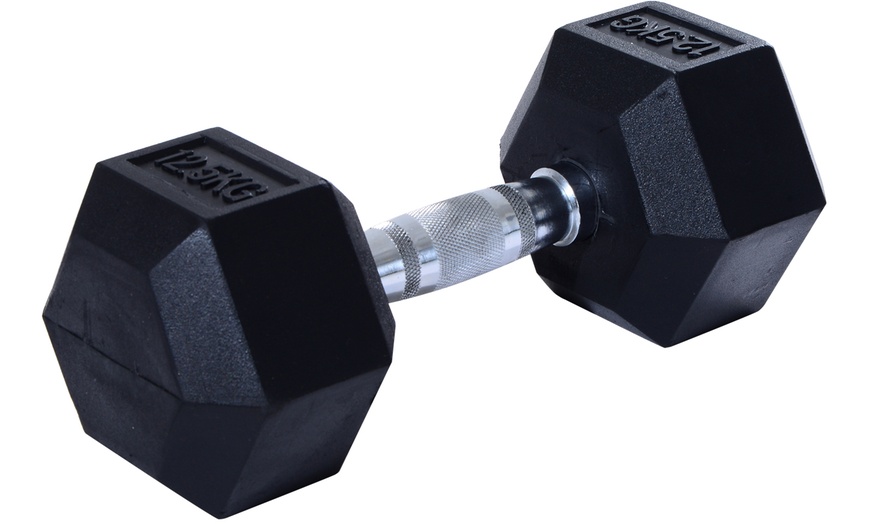 Image 12: Rubber Hexagonal Dumbbells