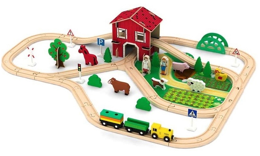 Image 6: Wooden Train Track Toy Set