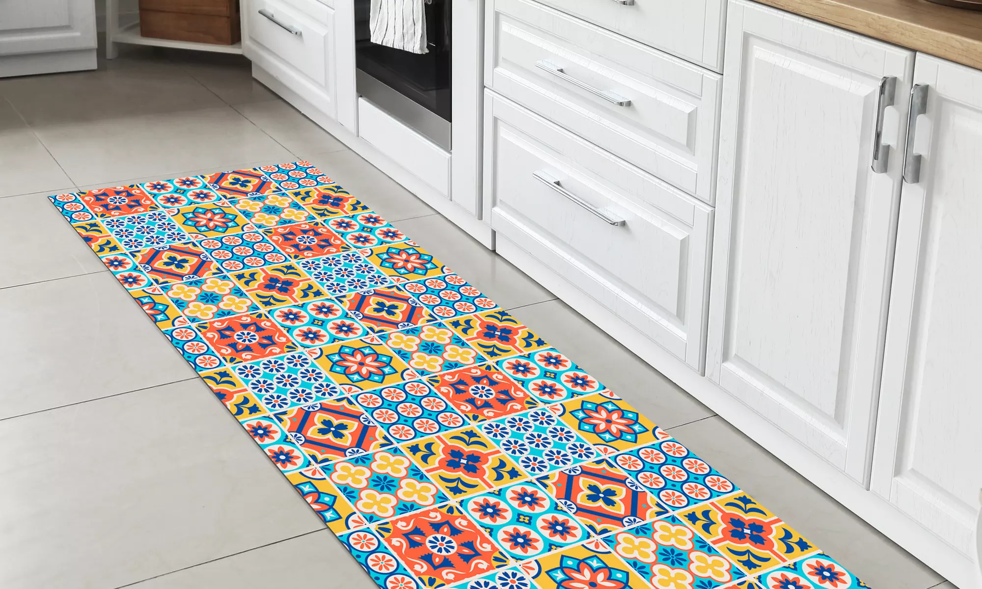Non-Slip Kitchen Runner Rug with Digital Print