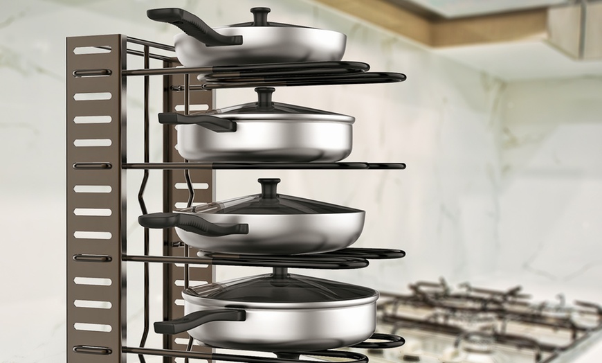 Image 13: Adjustable Kitchen Pan Rack