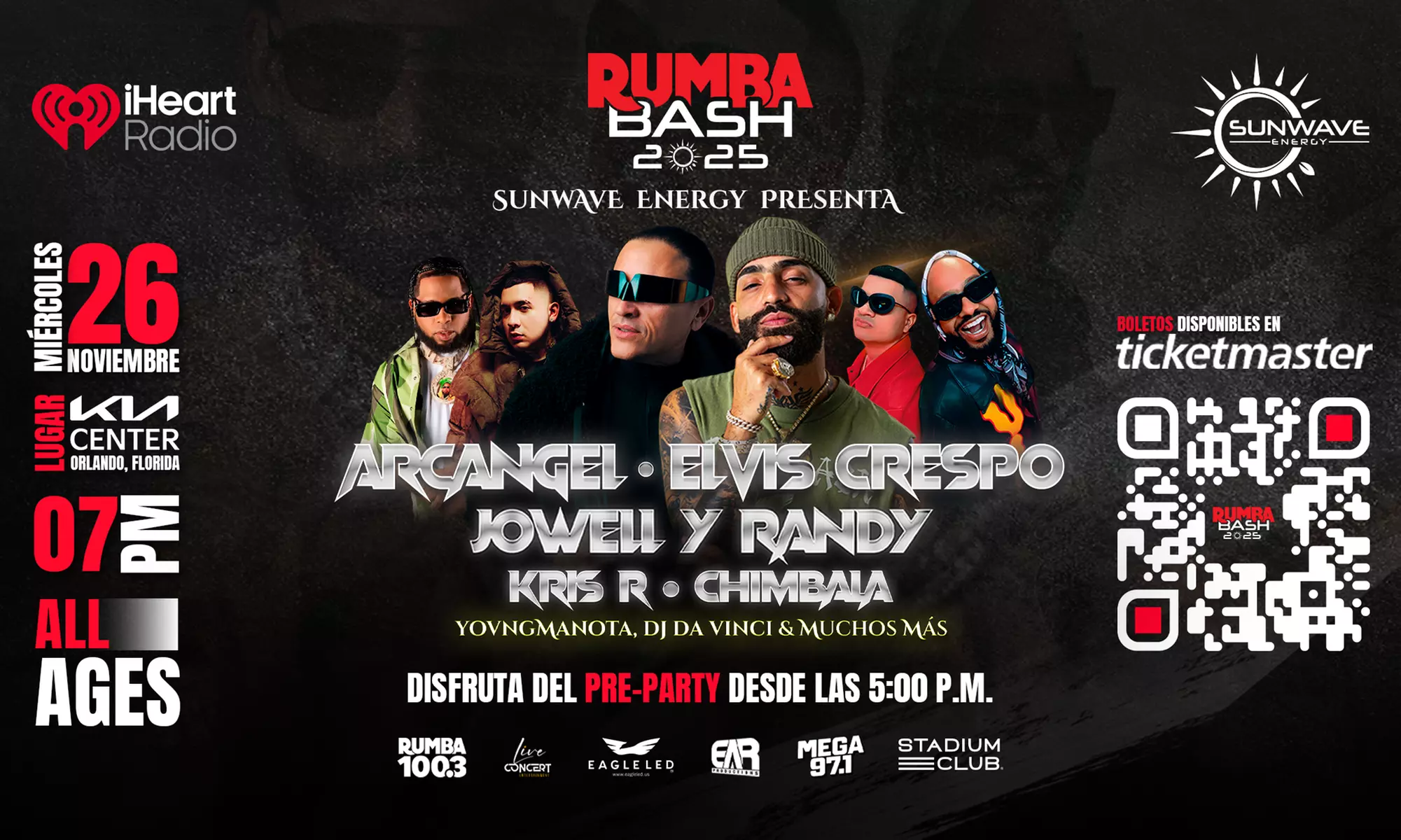 Rumba Bash 2025 with Arcangel, Elvis Crespo, Jowell & Randy, Kris R, & Chimbala 11/26 at 7 PM - Primary Image