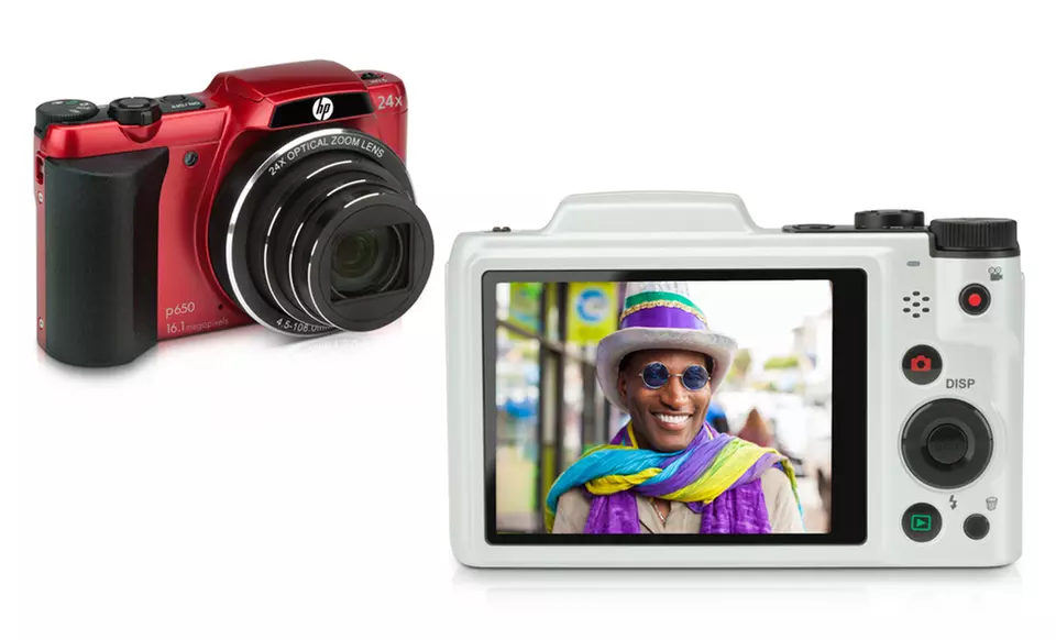 HP p650 16.1MP Digital Camera with 24x Optical Zoom and 25mm Wide-Angle Lens in Red or White. Free Returns. - Primary Image
