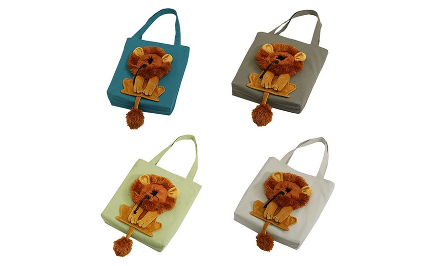 Image 10: Lion-Shaped Pet Canvas Shoulder Bag