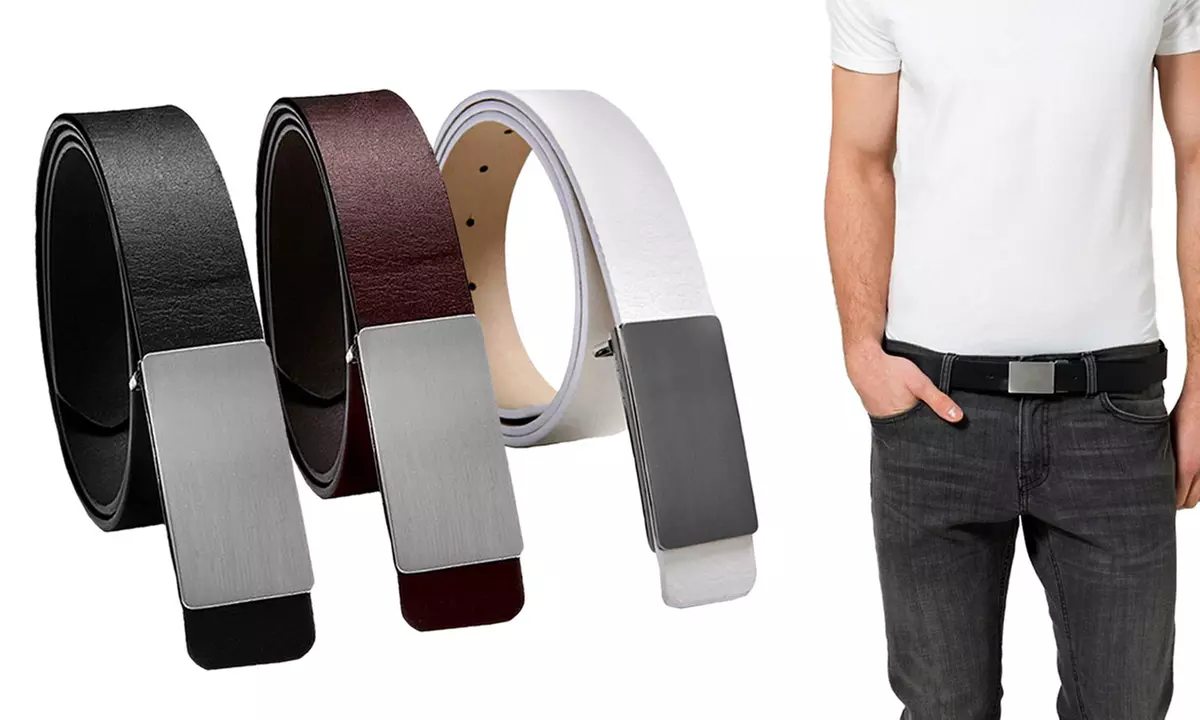 1 ou 2 ceintures en cuir avec boucle métallique pour homme - Primary Image