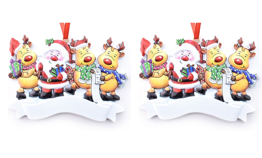 Image 14: One or Two Personalised Santa and Reindeer Christmas Tree Decorations