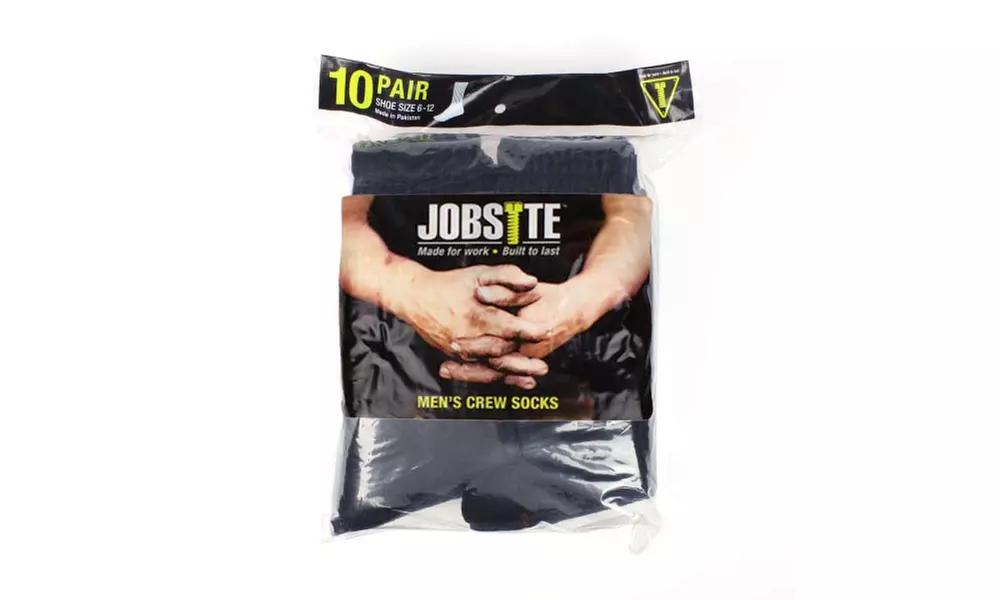 Job Site Men's Cushion Crew Heavy Duty Boot Socks (10 Pairs) - Image 6