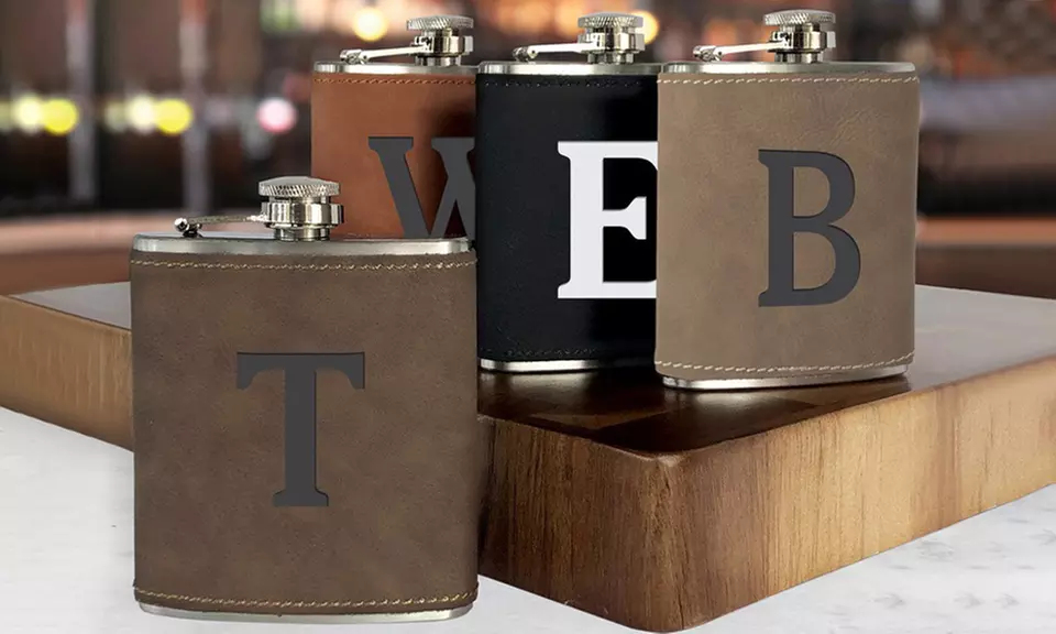 Engraved Custom Leatherette Flasks from GiftsForYouNow.com (Up to 42% Off) - Second Medium
