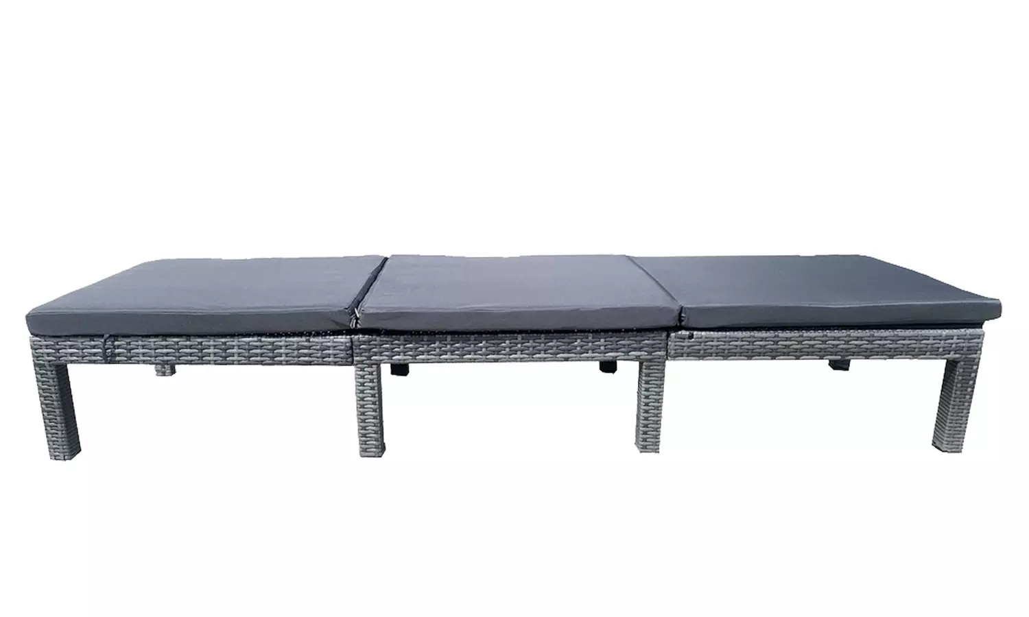 Grey Rattan-Effect Adjustable Sun Lounger with Cushion
