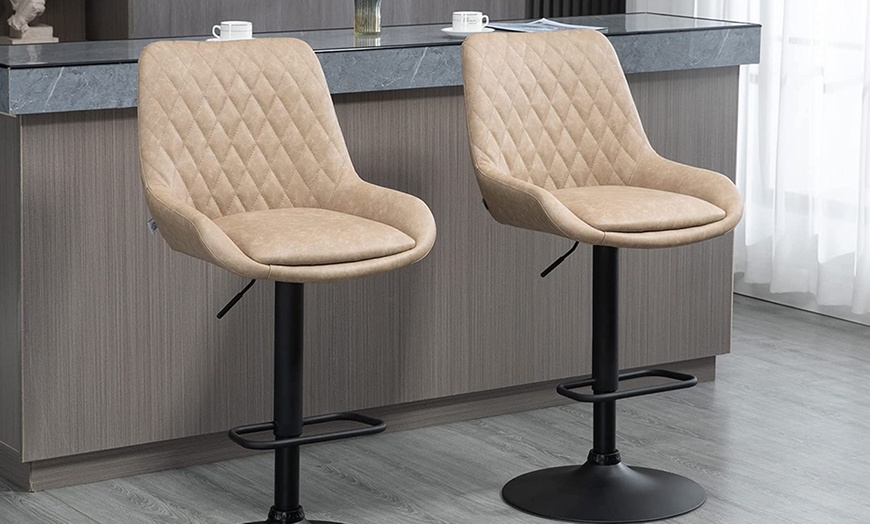 Image 3: Two HomCom Adjustable Bar Stools