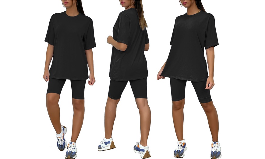 Image 3: Women's T-Shirt and Shorts Fitness Set