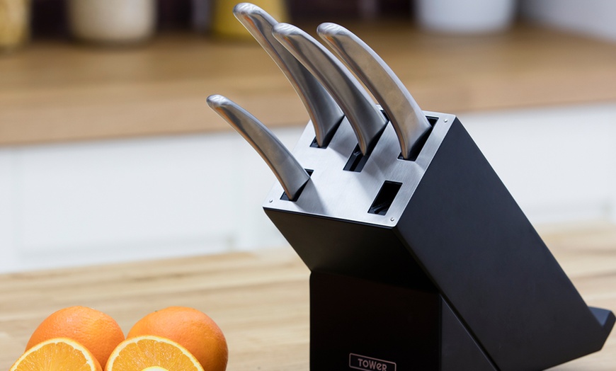 Image 3: Tower 5-Pc Rotating Knife Block