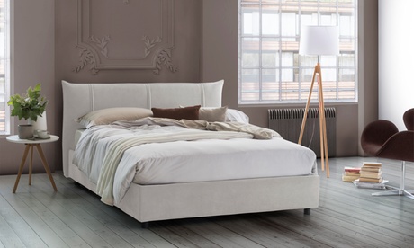Letto di design Toscana opzionale con materasso disponibile in 2 misure e 3 colori