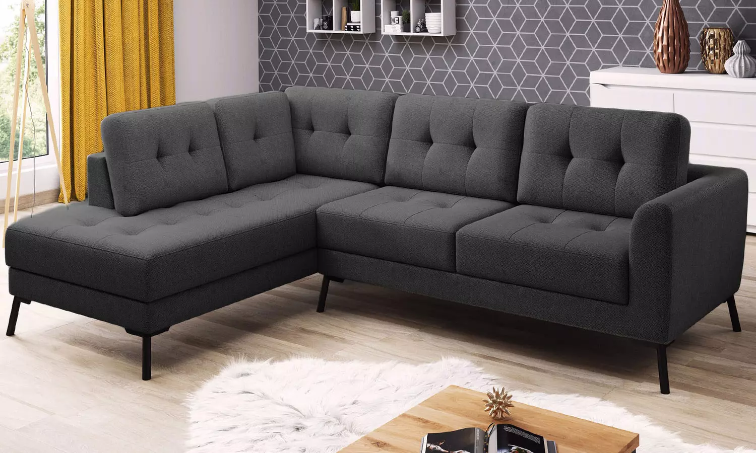 Canapé d'angle en tissu, collection "Charm" disponible en angle à droite ou à gauche livraison offerte - Primary Image