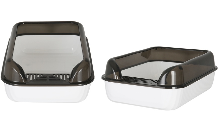 Image 4: Semi-Closed Cat Litter Box with Anti-Splash Design