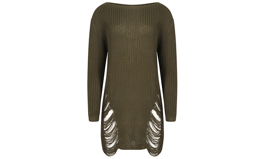 Image 5: Women's Oversized Ripped Jumper 