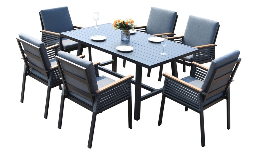 Image 2: Six-Seater Aluminium Dining Set with Table