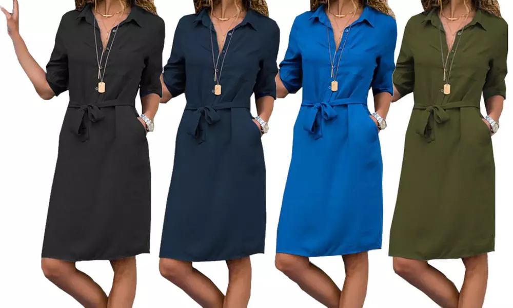 Robe chemise avec ceinture Lucie - Primary Image