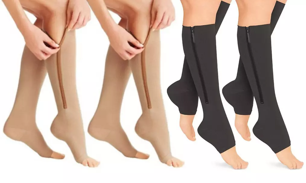 2 à 4 paires de bas de compression zippés, ouverts au niveau du pied - Second Medium