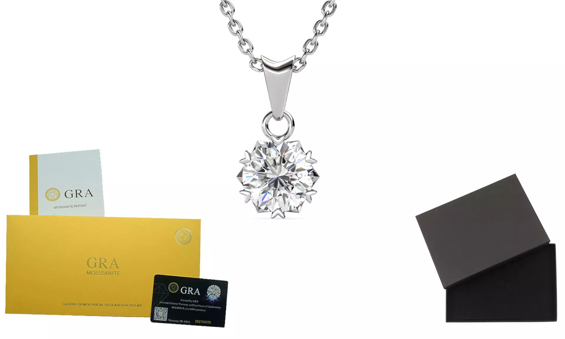 Collar con diamante de moissanita en forma de corazón