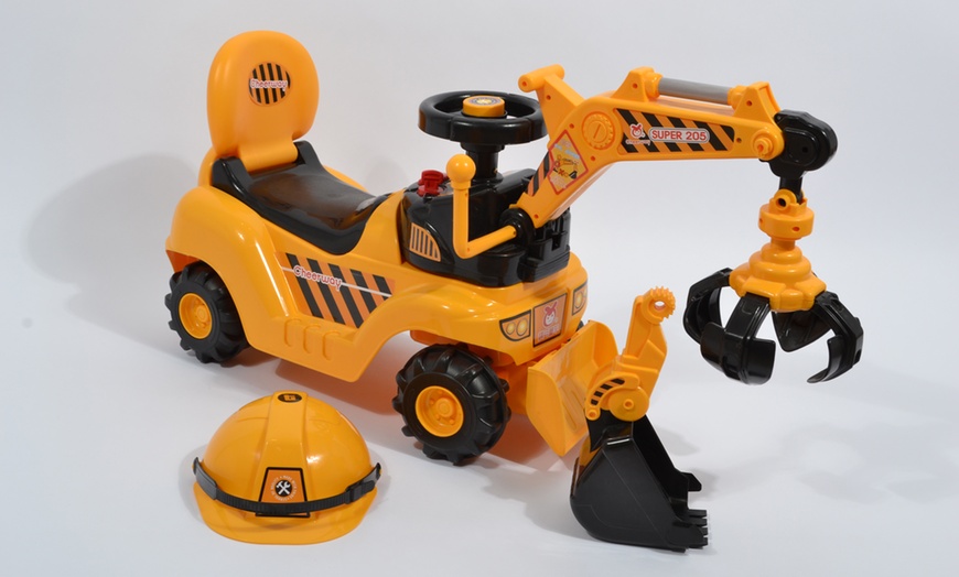 Image 6: Ride-On Toy Digger with Helmet