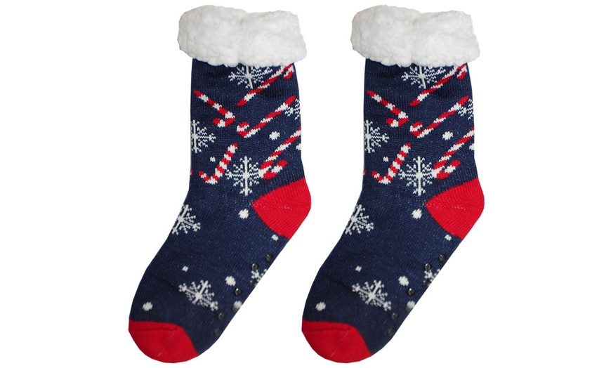 Image 6: Warm Winter Lined Christmas Slipper Socks