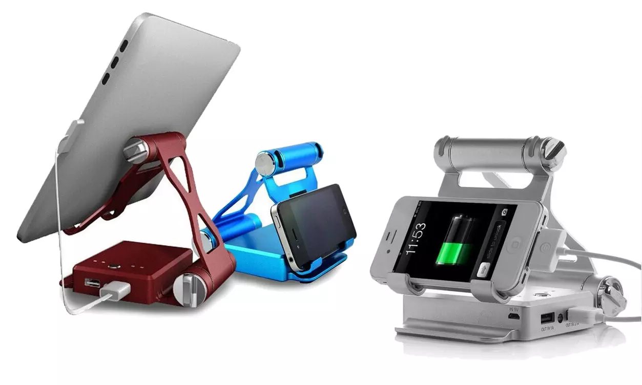 1x oder 2x 10400 mAh Powerbank mit justierbarer Halterung für Smartphones und Tablets in der Farbe nach Wahl - Primary Image