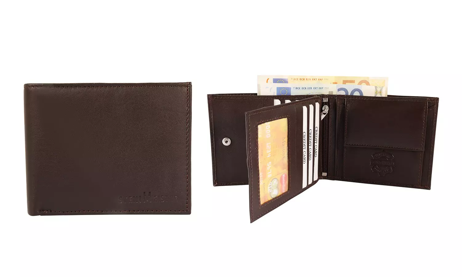 1x, 2x, oder 3x Herren- oder Unisex-Geldbörse aus Leder