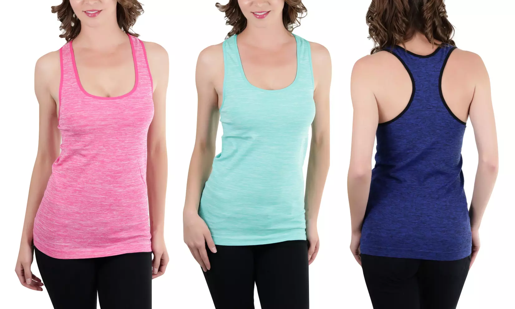 Women's Space Dye Racer Tank Top Set (3-Pack) - Second Medium