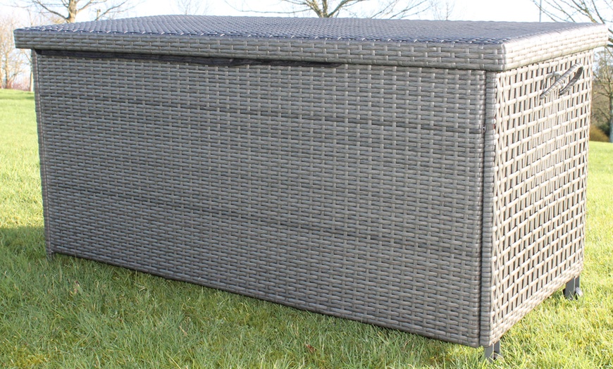 Image 1: Rattan Effect Garden Storage Box