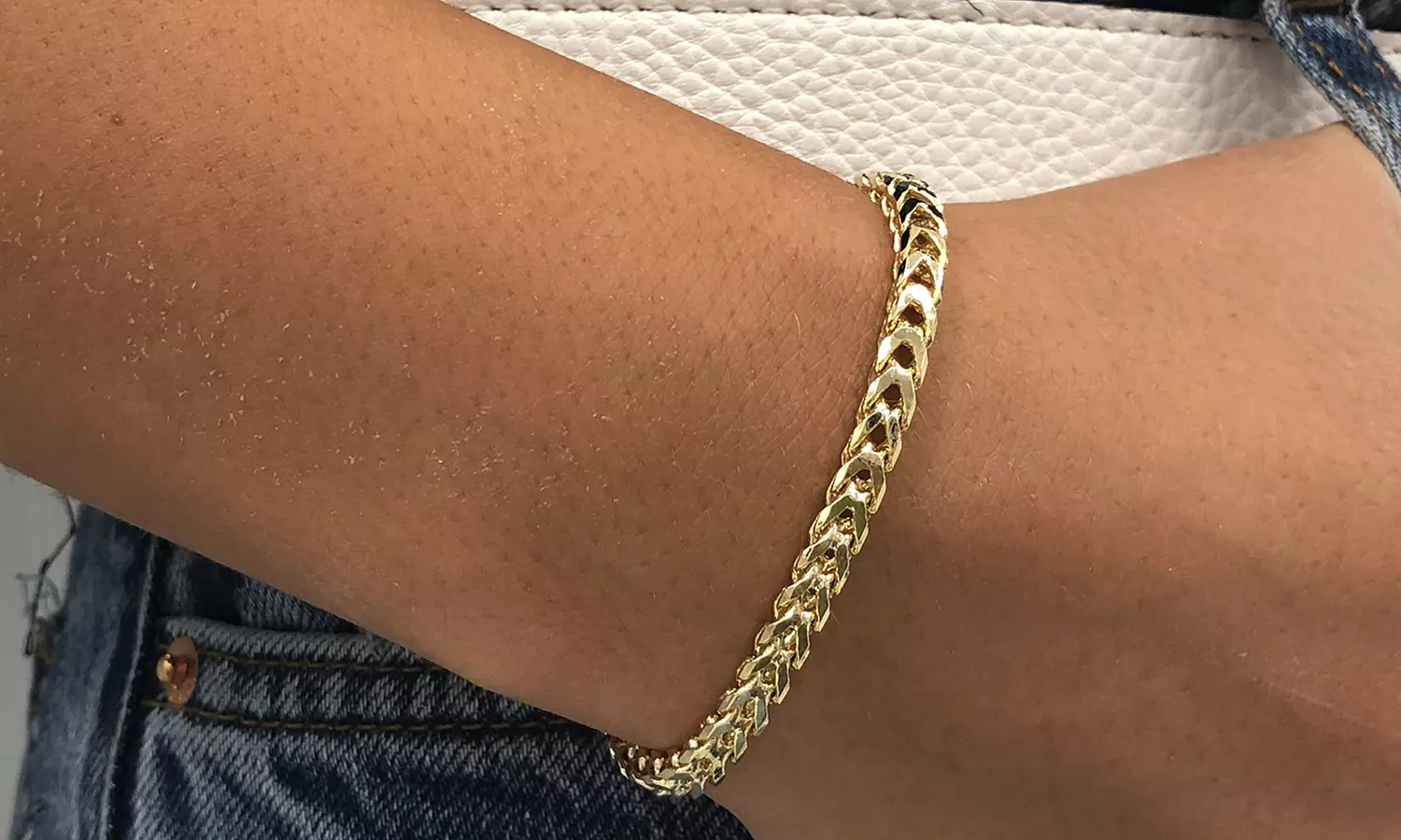 18k Gold Plated Thick 4.5MM Franco Bracelet by Moricci
 - Primary Image