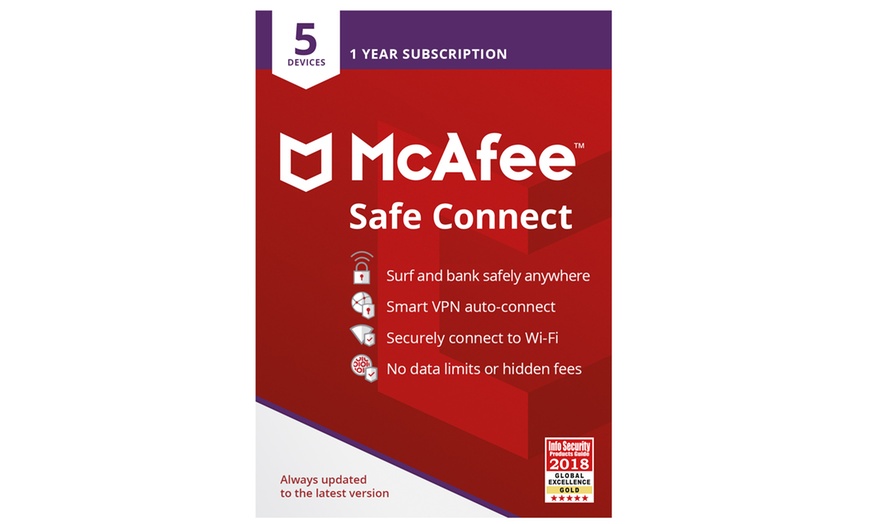 Image 1: Abonnement annuel McAfee Safe Connect pour 5 appareils