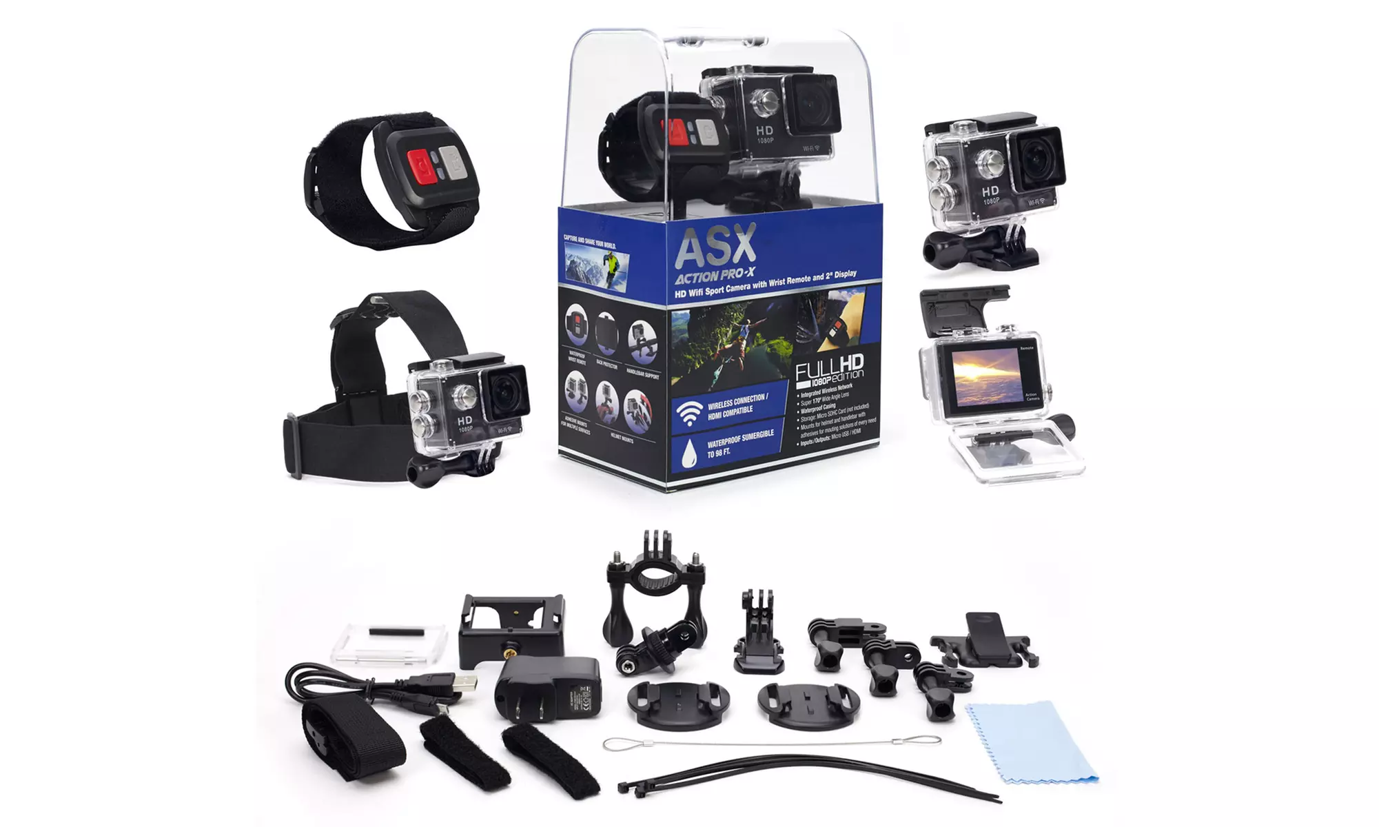 ActionPro-X HD 1080p w/ Wireless Wrist Remote Sports Camera Bundle - Primary Image