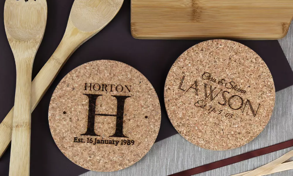 Custom Cork Hot Pads or Bamboo Trivet from Monogram Online (Up to 75% Off) - Second Medium